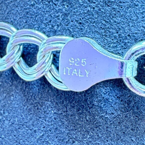 VTG Sterling Silver 925 Double Link Chain Bracelet Lobster Clasp Size 8" Length - Picture 6 of 10